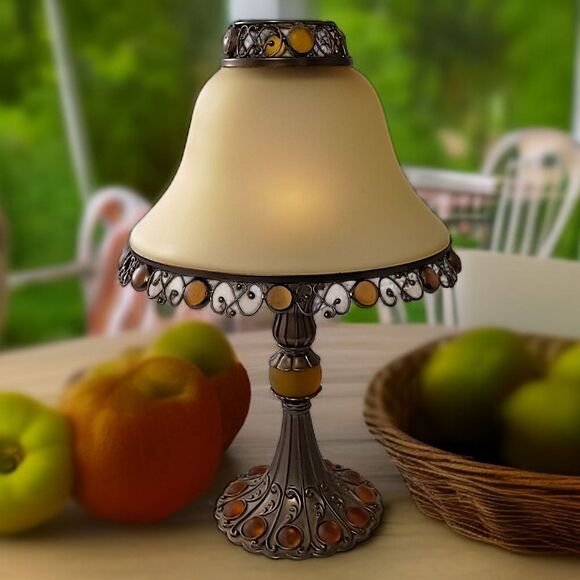 PartyLite Paris Retro Candle Holder Lamp Tealight Votive Vintage Amber Glass - Picture 16 of 16